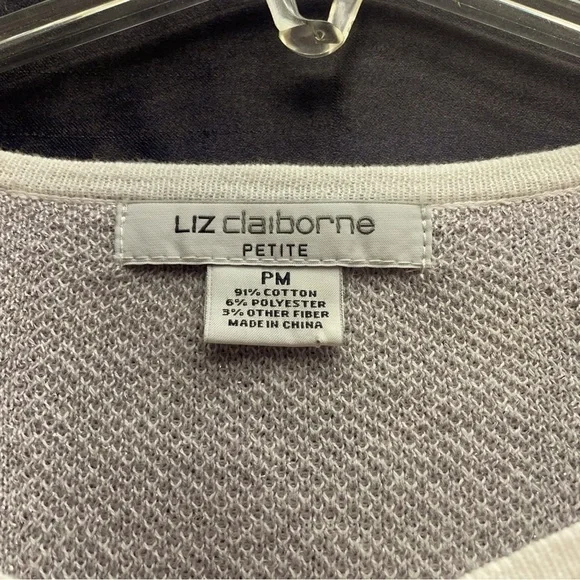 NWT Liz Claiborne White Purple Sparkly Plaid One Button Cardigan Sz PM - Picture 6 of 7